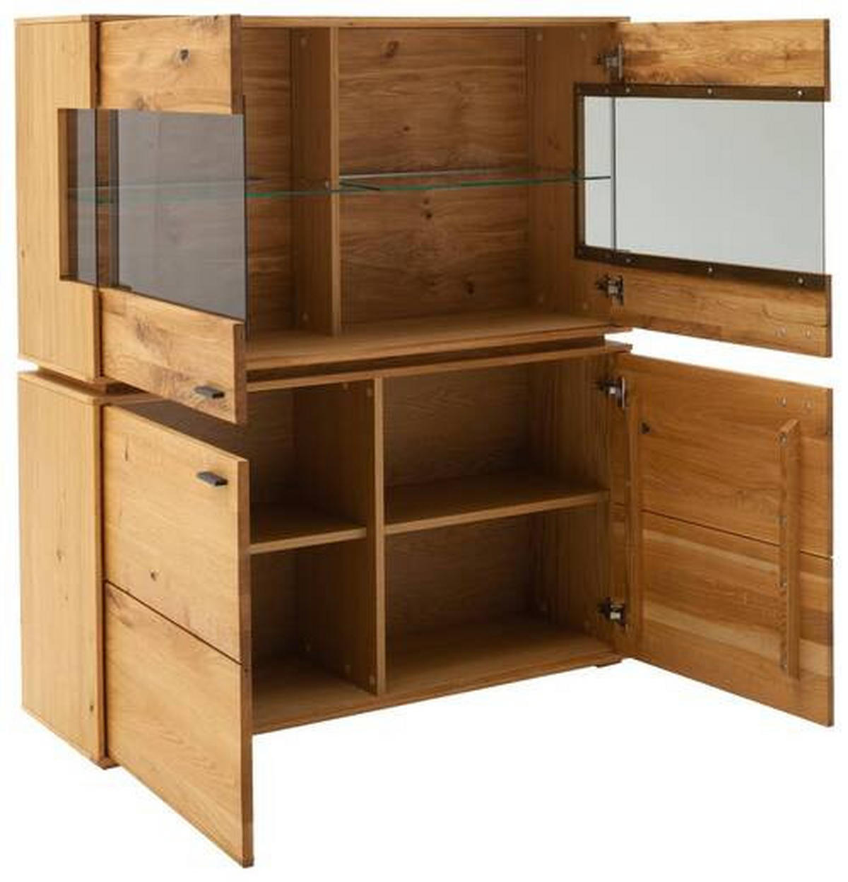 HIGHBOARD  in 123/137/38 cm  - Wildeiche/Anthrazit, Natur, Glas/Holz (123/137/38cm) - MID.YOU