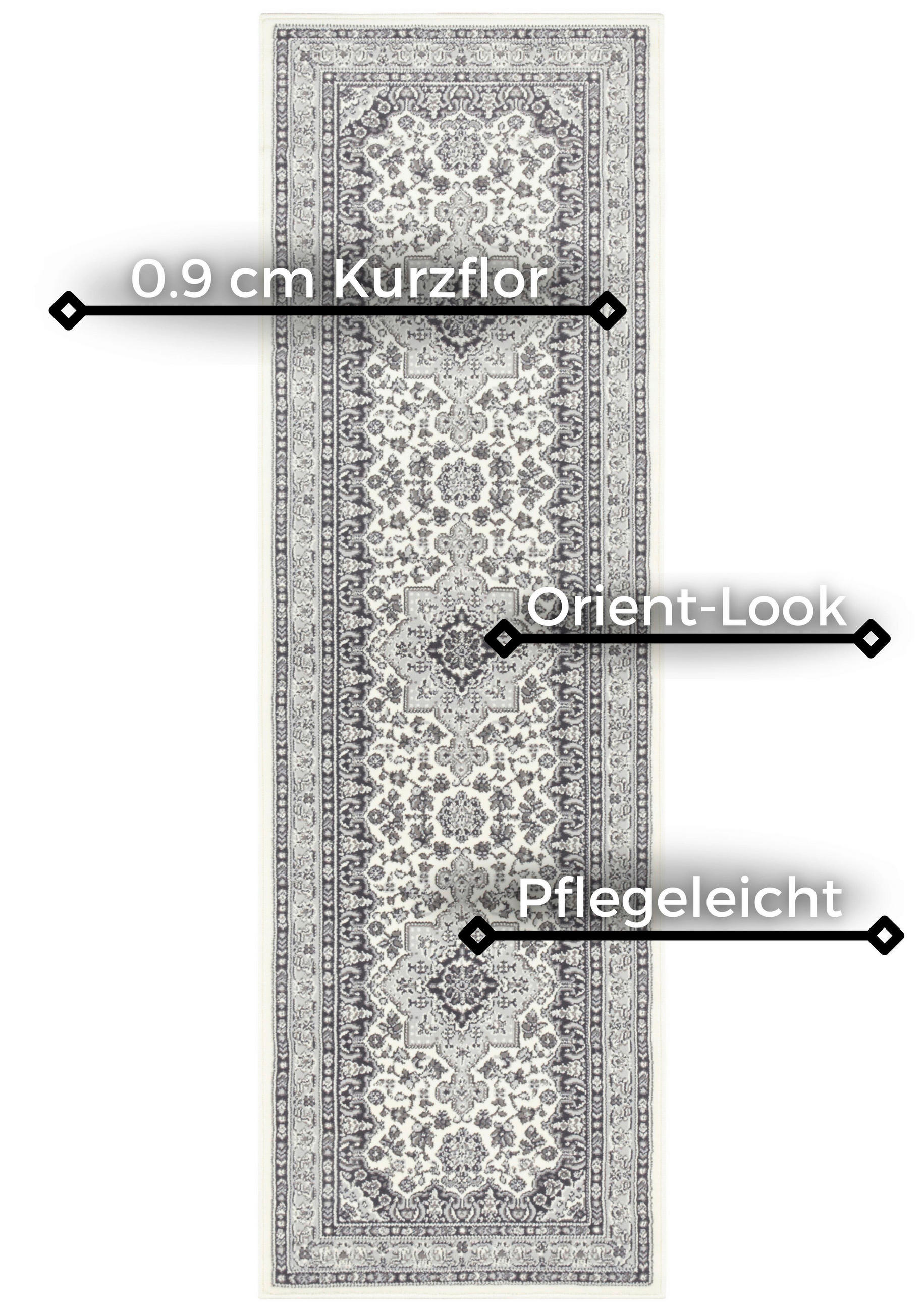 LÄUFER 80/250 cm Mirkan  - Creme/Grau, Basics, Kunststoff/Textil (80/250cm) - Hanse Home