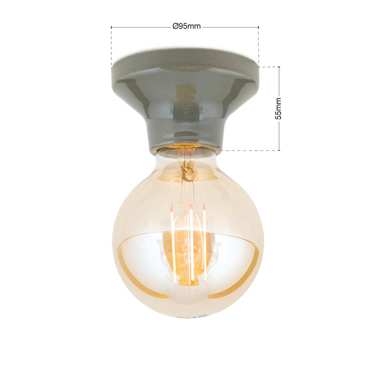 DECKENLEUCHTE Frost 9,5/5,5 cm   - Grau Hochglanz, LIFESTYLE, Keramik (9,5/5,5cm)