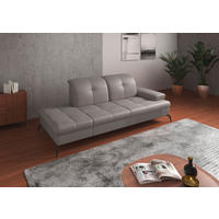 RÉCAMIERE Hellgrau Echtleder  - Hellgrau/Schwarz, KONVENTIONELL, Leder/Metall (231/90/122cm) - Sit & More