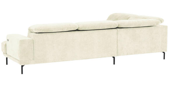ECKSOFA Creme Chenille Kopfteilverstellung, Sitztiefenverstellung  - Creme/Schwarz, Design, Textil/Metall (307/243cm) - Xora