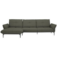 ECKSOFA in Echtleder Graubraun  - Graubraun/Schwarz, Design, Leder/Metall (182/325cm) - Valnatura