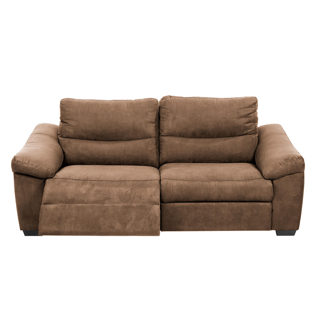 2,5-SITZER Flachgewebe Braun  - Schwarz/Braun, Design, Holz/Textil (214/97/97cm) - Livetastic