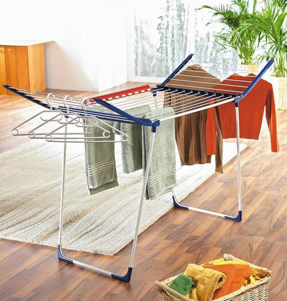 USCĂTOR DE RUFE VERTICAL - albastru/alb, Basics, plastic (87/157/66cm) - Leifheit