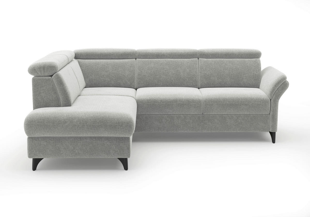 ECKSOFA GLENDALE E in Flachgewebe Hellgrau  193/247 cm  - Hellgrau/Schwarz, KONVENTIONELL, Textil/Metall (193/247cm) - Sit & More