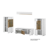 WOHNWAND 4-teilig  in Weiß, Eichefarben  320/180/42 cm  - Eichefarben/Schwarz, Design, Glas/Holzwerkstoff (320/180/42cm) - MID.YOU