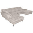 WOHNLANDSCHAFT in Struktur Creme  - Creme/Schwarz, KONVENTIONELL, Textil/Metall (253/357/188cm) - Carryhome