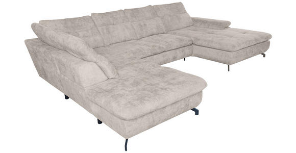 WOHNLANDSCHAFT in Struktur Creme  - Creme/Schwarz, KONVENTIONELL, Textil/Metall (253/357/188cm) - Carryhome