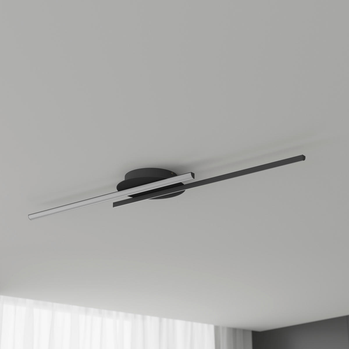 STROPNÍ LED SVÍTIDLO, 96/20/5,5 cm - černá, Basics, kov/plast (96/20/5,5cm) - Novel