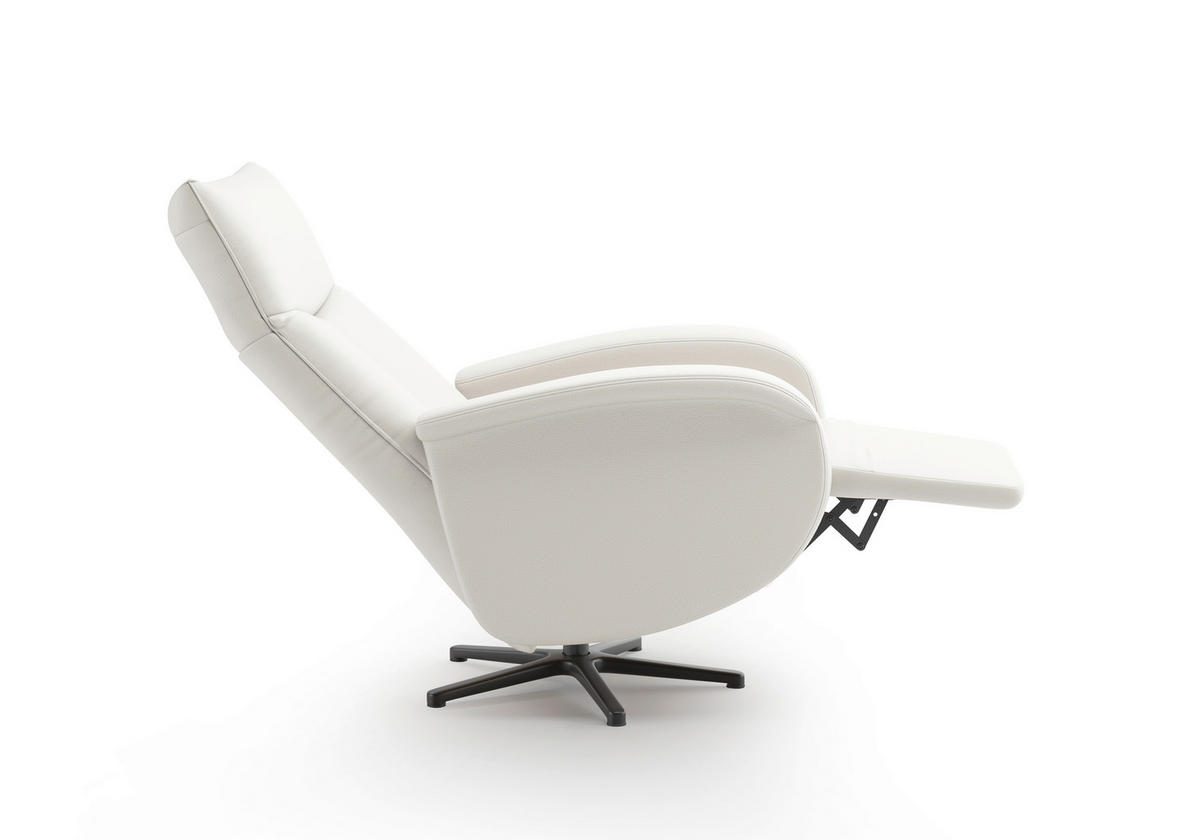 DREHSTUHL Weiß  - Schwarz/Weiß, MODERN, Leder/Metall (75/112/82cm) - Sit & More