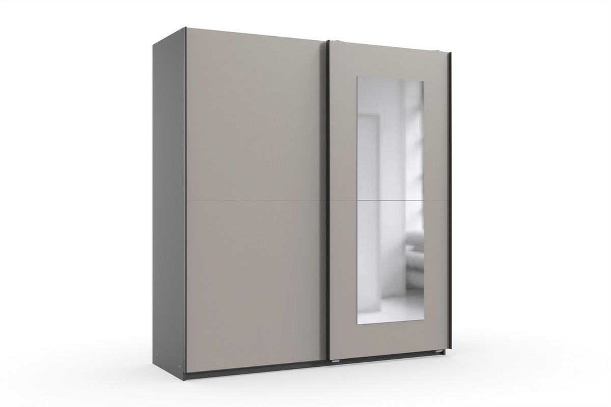 ORMAR - VISEĆA KLIZNA VRATA grafitno siva, bež, sahara  180/198/65 cm  - sahara/bež, Moderno, staklo/metal (180/198/65cm) - Carryhome