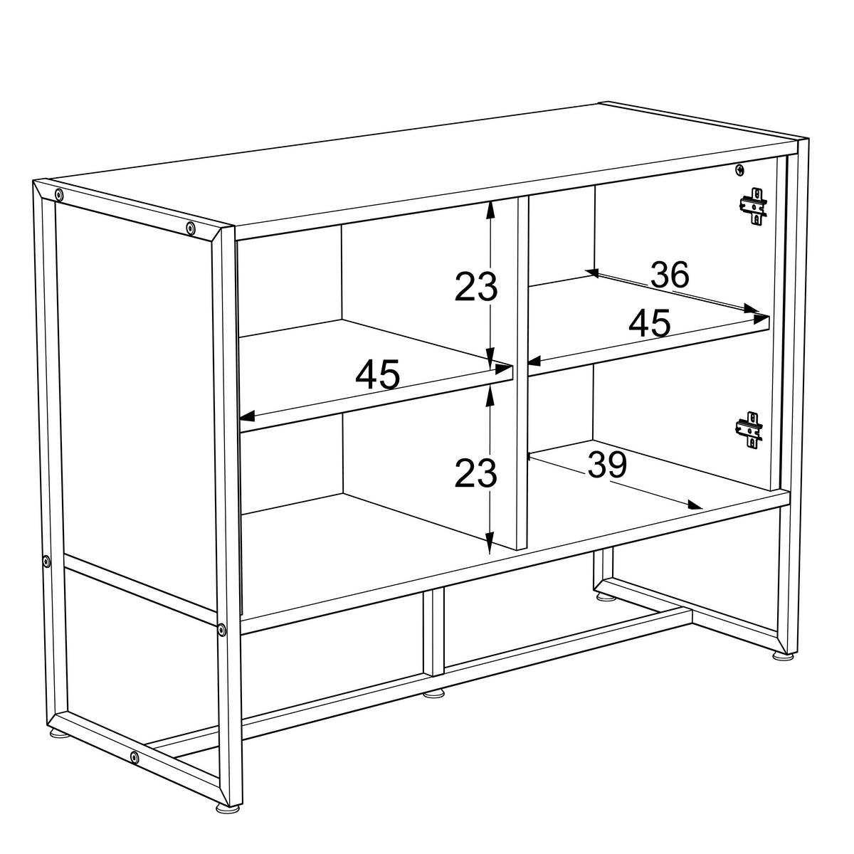 ŠIROKÁ KOMODA, bílá, 100/75/41 cm - bílá/černá, Moderní, kov/kompozitní dřevo (100/75/41cm) - P & B