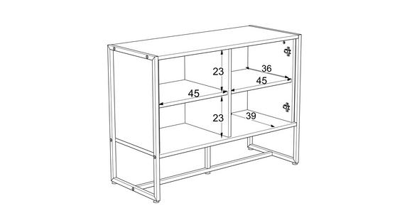 SIDEBOARD Schwarz, Sonoma Eiche  - Schwarz/Sonoma Eiche, MODERN, Holzwerkstoff/Metall (100/75/41cm) - Novel