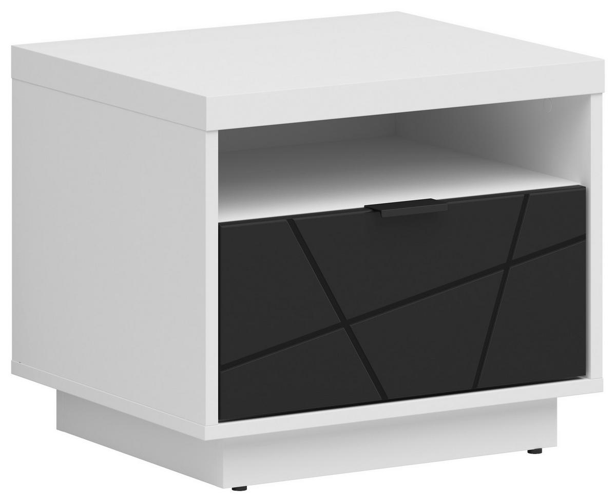NOČNÍ STOLEK K POSTELI, černá, bílá, 50/42,5/42,5 cm - bílá/černá, Moderní, kov/kompozitní dřevo (50/42,5/42,5cm) - MID.YOU