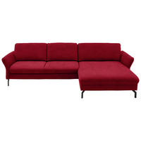 ECKSOFA Beldomo System in Velours Rot Rücken echt  306/179 cm  - Rot/Schwarz, Design, Textil/Metall (306/179cm) - Beldomo System