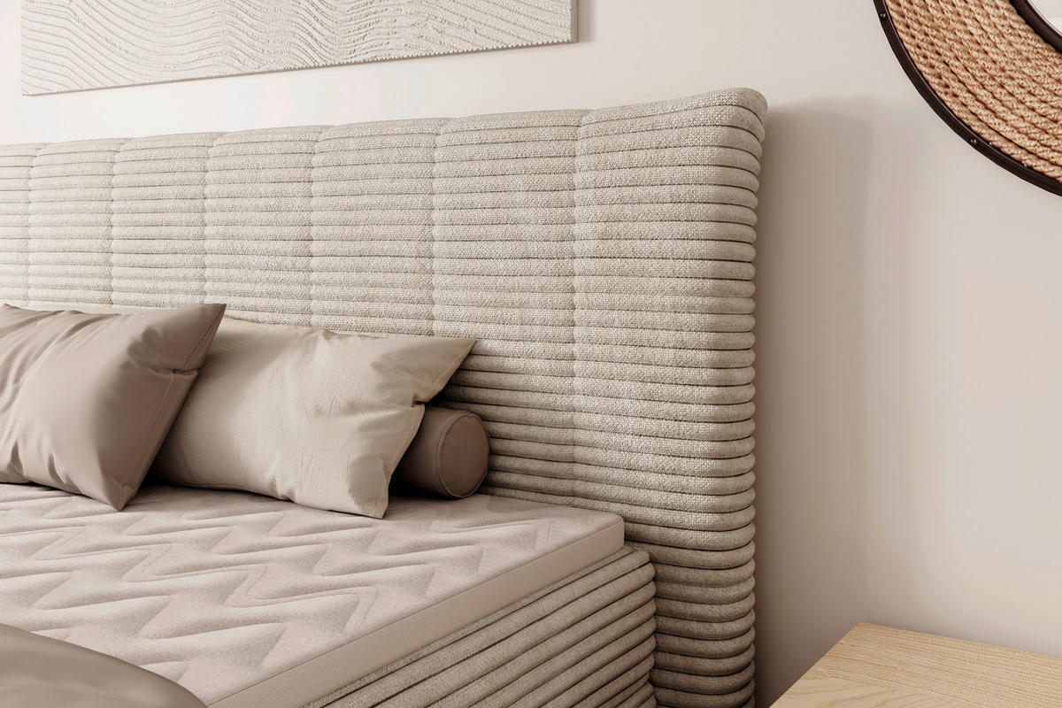 BOXSPRINGBETT 180/200 cm  in Beige  - Beige/Schwarz, Design, Kunststoff/Textil (180/200cm) - Esposa