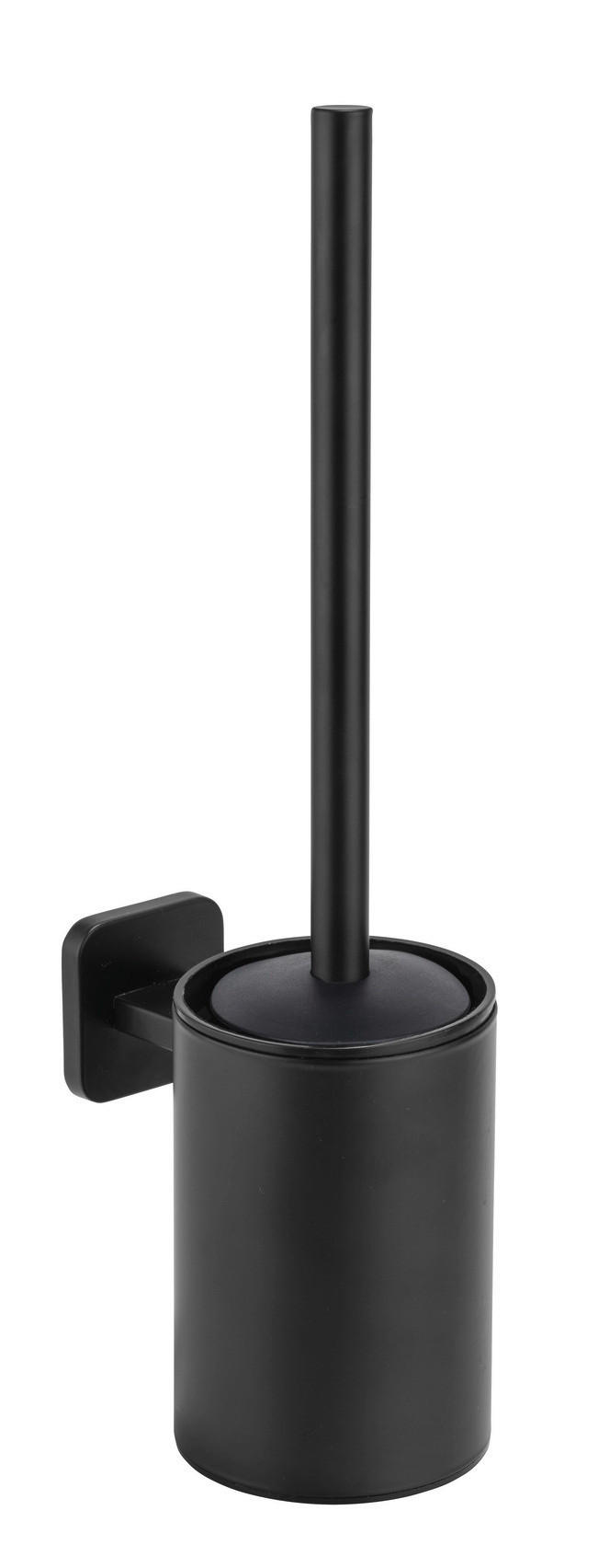 WC-Bürstengarnitur Porto Black Schwarz, Wandmontage B: 9 cm