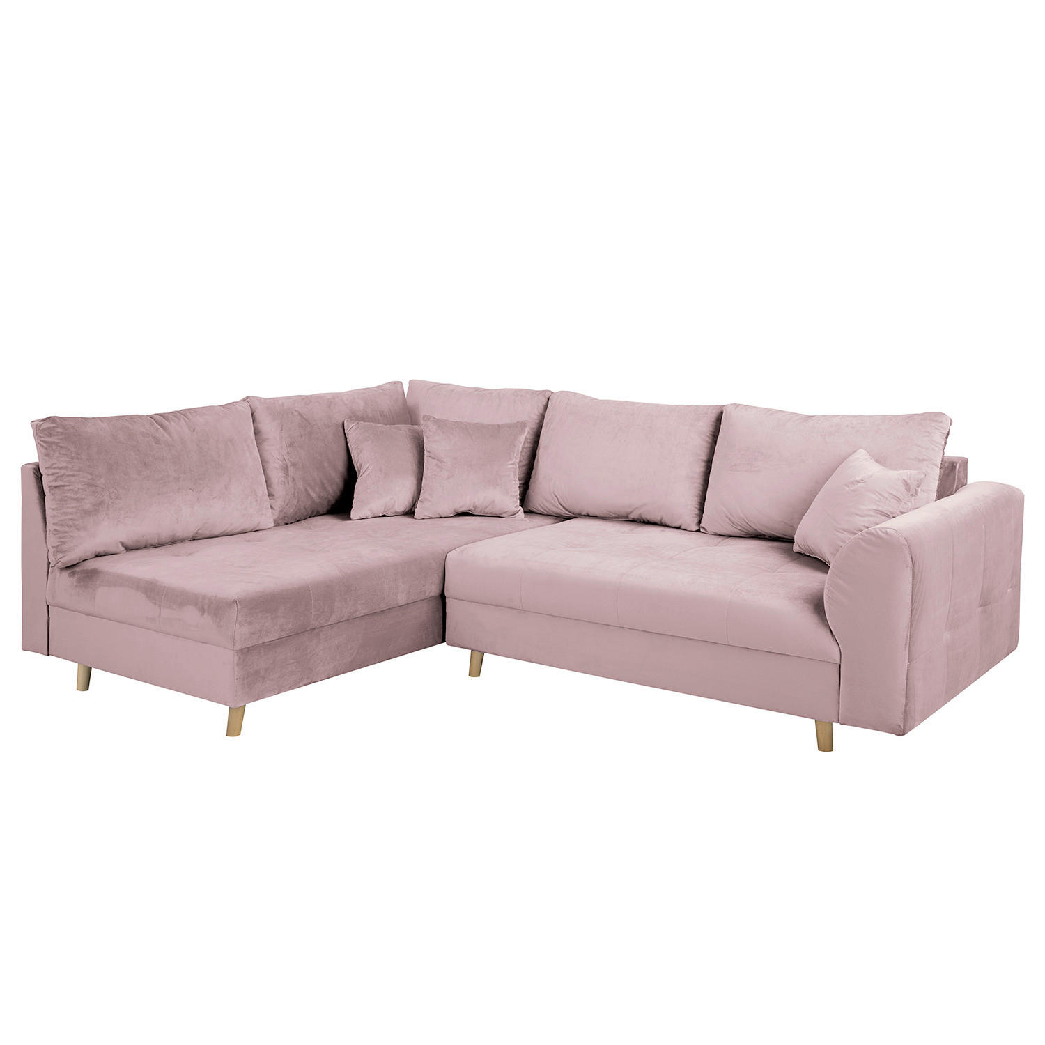 ECKSOFA Ariella in Samt Rosa  161/231 cm  - Naturfarben/Rosa, Design, Holz/Textil (161/231cm) - Livetastic