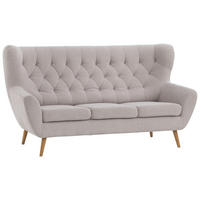 3-SITZER-SOFA in Flachgewebe Beige  - Eichefarben/Beige, Design, Holz/Holzwerkstoff (188/104/92cm) - Stylife