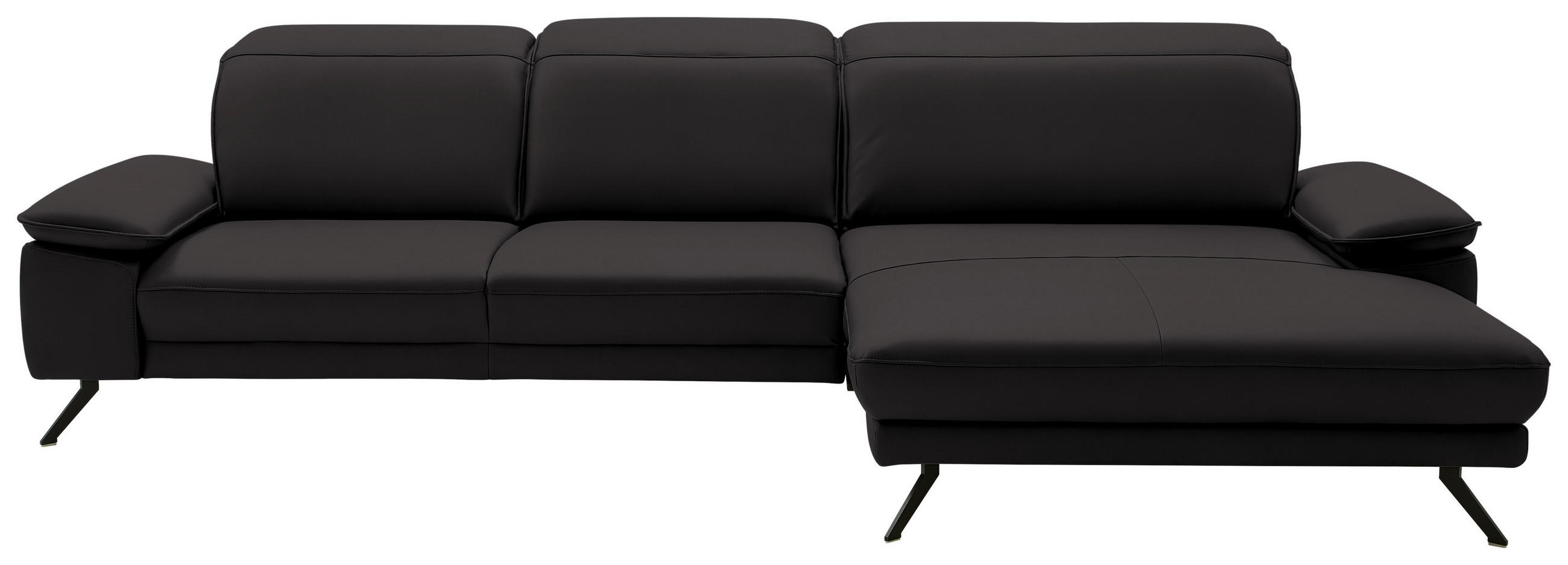 ECKSOFA in Echtleder Dunkelbraun  - Dunkelbraun/Schwarz, Design, Leder/Metall (332/193cm) - Dieter Knoll