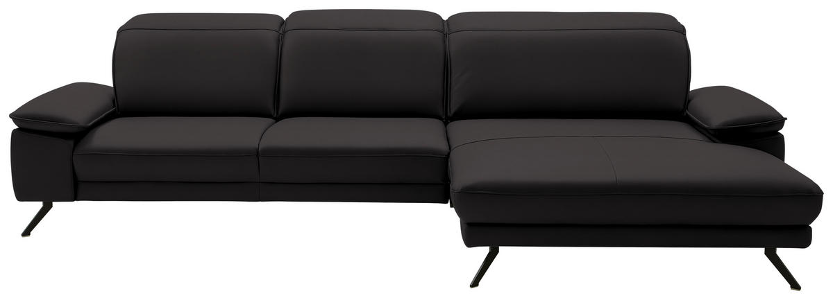 ECKSOFA in Echtleder Dunkelbraun  - Dunkelbraun/Schwarz, Design, Leder/Metall (332/193cm) - Dieter Knoll