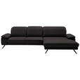 ECKSOFA in Echtleder Dunkelbraun  - Dunkelbraun/Schwarz, Design, Leder/Metall (332/193cm) - Dieter Knoll