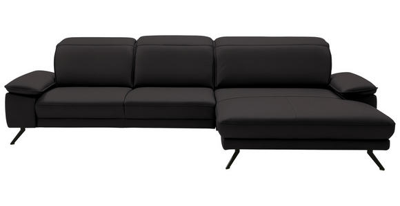 ECKSOFA in Echtleder Dunkelbraun  - Dunkelbraun/Schwarz, Design, Leder/Metall (332/193cm) - Dieter Knoll