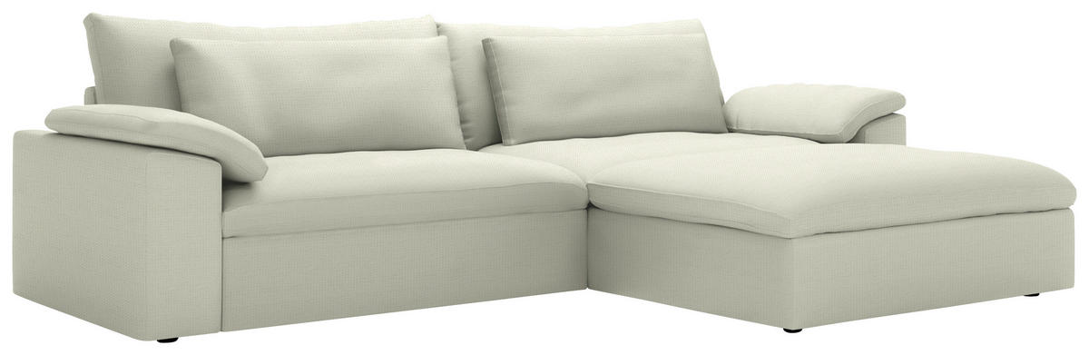 ECKSOFA  Chenille Creme  - Creme/Schwarz, Modern, Kunststoff/Textil (306/198cm) - Carryhome