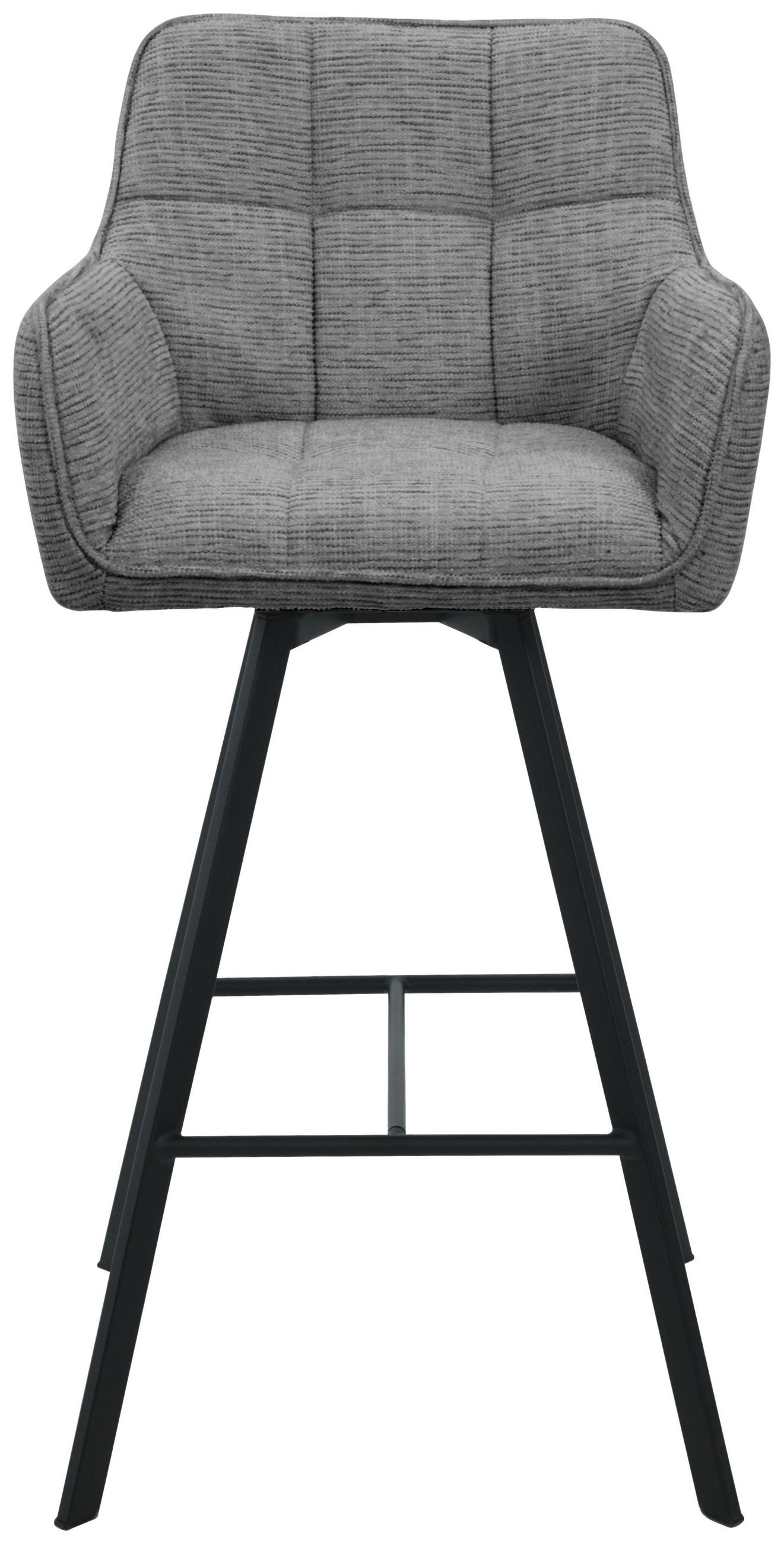 BARHOCKER Struktur Grau, Schwarz Eisen Sitzfläche 180° drehbar, automatische Rückholfunktion  - Schwarz/Grau, Design, Textil/Metall (55/108/58,5cm) - Carryhome