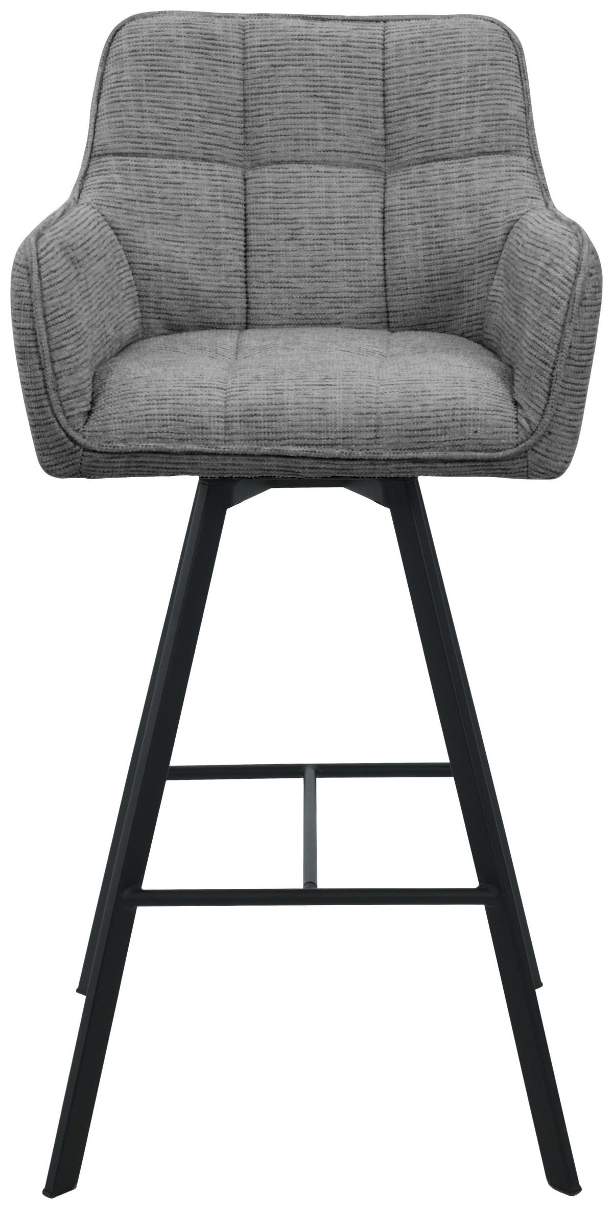 BARHOCKER Struktur Grau, Schwarz Eisen Sitzfläche 180° drehbar, automatische Rückholfunktion  - Schwarz/Grau, Design, Textil/Metall (55/108/58,5cm) - Carryhome