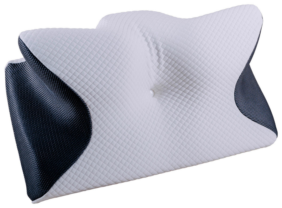 NYAKPÁRNA  - fekete/fehér, Basics, műanyag/textil (61/34/12cm)