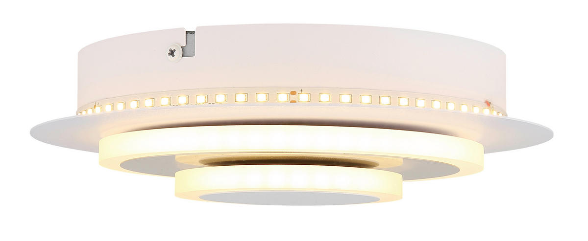 LED-WANDLEUCHTE 30/23/6,5 cm   - Weiß/Nickelfarben, Design, Kunststoff/Metall (30/23/6,5cm) - Globo