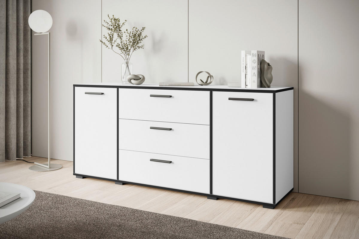 ŠIROKÁ KOMODA, barvy grafitu, bílá, 150/68/40 cm - bílá/šedá, Basics, kompozitní dřevo/plast (150/68/40cm) - P & B