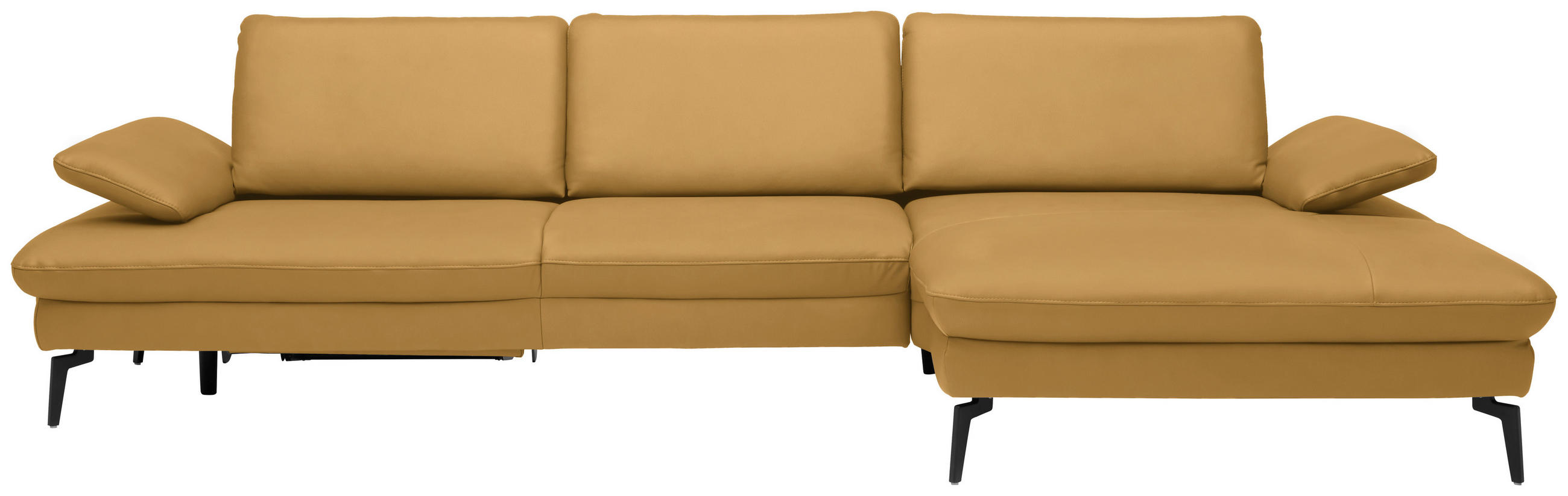 ECKSOFA in Echtleder Gelb  - Gelb/Schwarz, Design, Leder/Metall (325/157cm) - Dieter Knoll