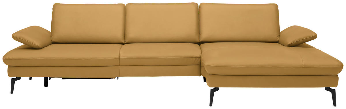 ECKSOFA in Echtleder Gelb  - Gelb/Schwarz, Design, Leder/Metall (325/157cm) - Dieter Knoll