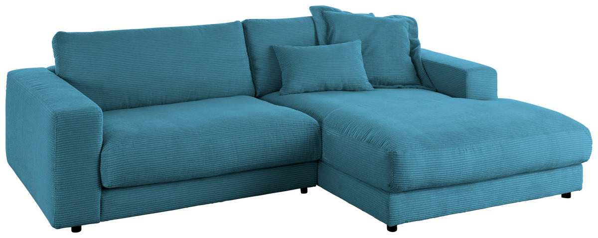 ECKSOFA in Cord Petrol  - Petrol/Schwarz, Design, Kunststoff/Textil (270/190cm) - Lomoco