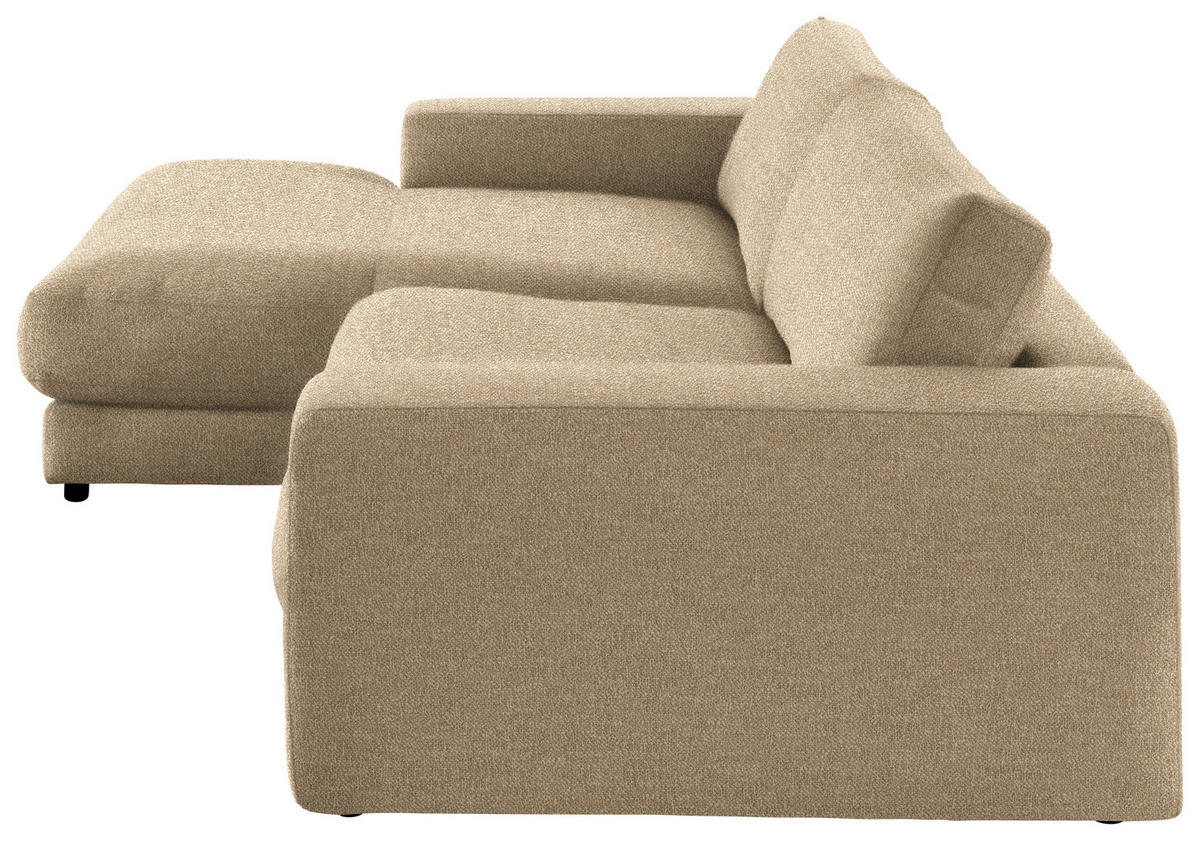 ECKSOFA in Flachgewebe Sandfarben  - Sandfarben/Schwarz, Design, Kunststoff/Textil (190/270cm) - Lomoco