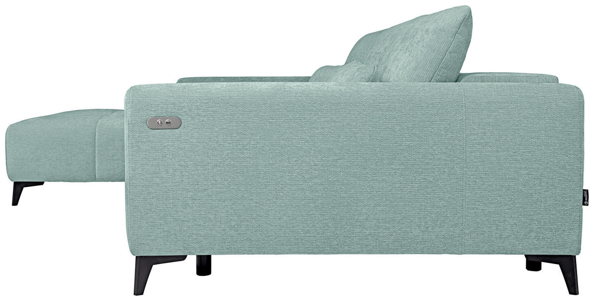 ECKSOFA Hellblau Chenille  - Schwarz/Hellblau, KONVENTIONELL, Kunststoff/Textil (222/279cm) - Hom`in