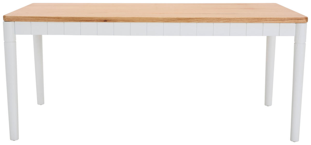 ESSTISCH Mindiholz massiv, Sperrholz rechteckig Naturfarben, Weiß  - Weiß/Naturfarben, ROMANTIK / LANDHAUS, Holz (180/76/90cm) - MID.YOU