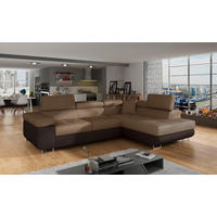 ECKSOFA  Braun, Dunkelbraun Textilgeflecht  - Chromfarben/Dunkelbraun, Design, Textil/Metall (272/203cm) - MID.YOU