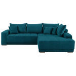 ECKSOFA in Webstoff Petrol  - Silberfarben/Petrol, KONVENTIONELL, Holz/Textil (294/195cm) - Cantus