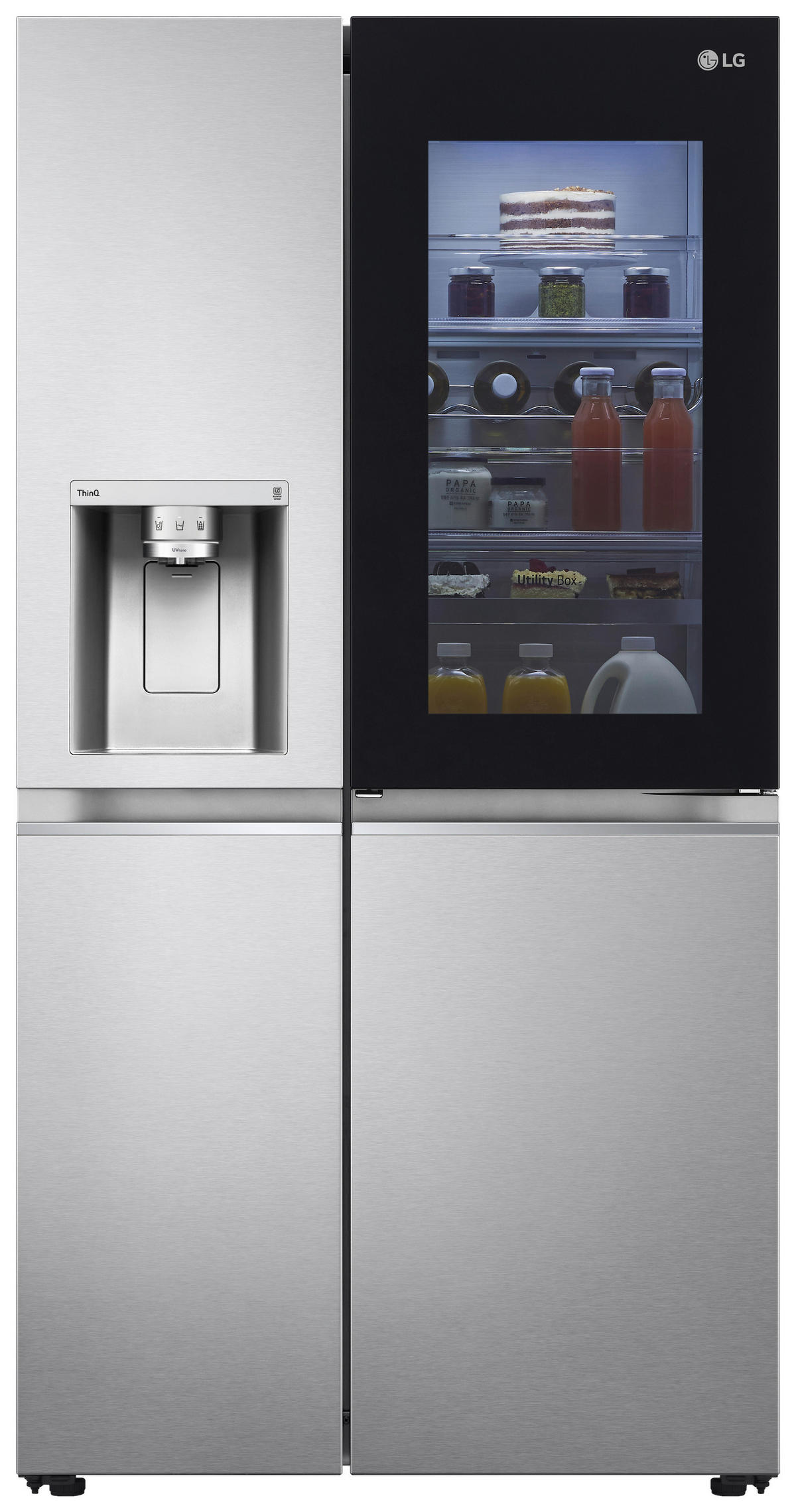 SIDE-BY-SIDE 91,3/180/73,4 cm GSXV91BSAE  - Silberfarben, Trend, Glas/Kunststoff (91,3/180/73,4cm) - LG