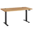 SCHREIBTISCH 160/77/76-119 cm Eichefarben elektrisch höhenverstellbar  - Eichefarben/Schwarz, MODERN, Holz/Metall (160/77/76-119cm) - Linea Natura