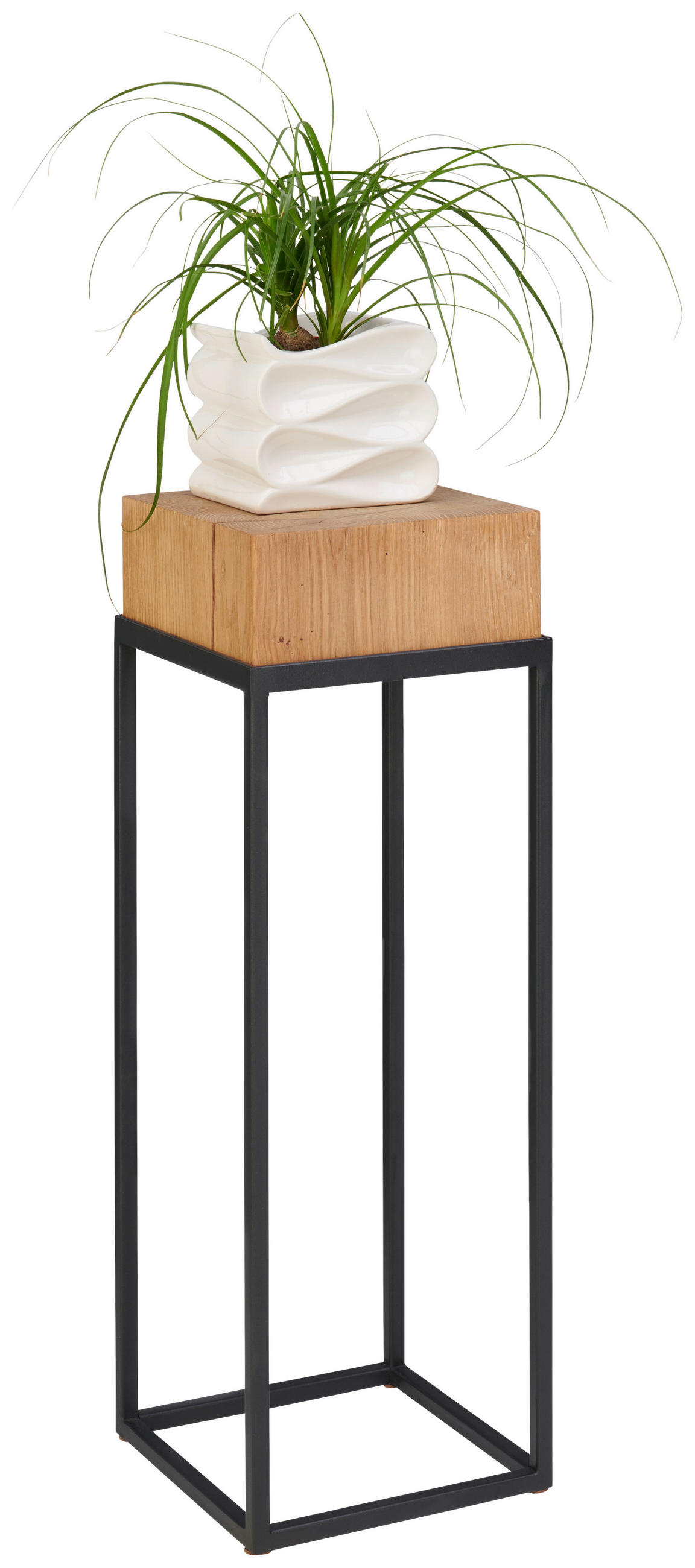 STOJAN NA KVETY, dub, čierna, farba duba - čierna/farba duba, Natur, kov/drevo (25/25/72cm) - Linea Natura