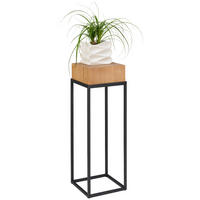 STOJAN NA KVETY, dub, čierna, farba duba - čierna/farba duba, Natur, kov/drevo (25/25/72cm) - Linea Natura