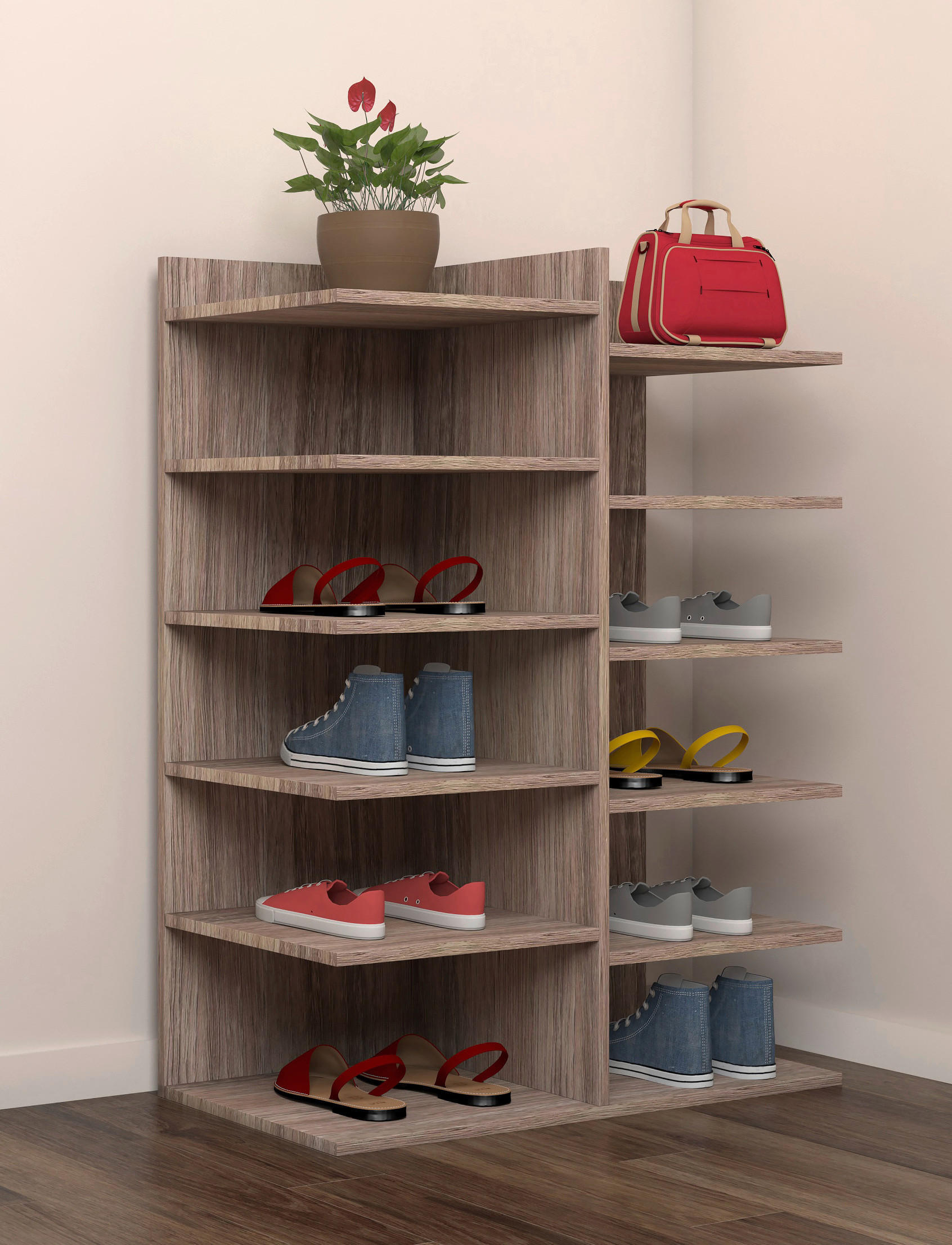 SCHUHREGAL 60/80/30 cm  - Sonoma Eiche, Basics, Holzwerkstoff (60/80/30cm) - MID.YOU