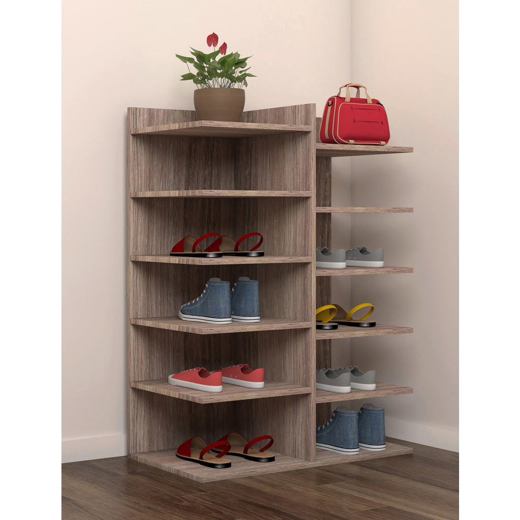 Thumbnail - Mid.you Schuhregal, Sonoma Eiche, Holzwerkstoff, 60x80x30 cm, erweiterbar, Garderobe, Schuhaufbewahrung, Schuhregale