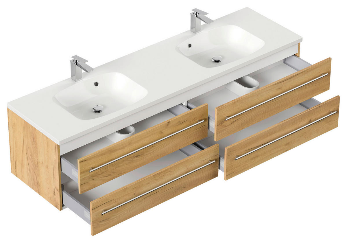 WASCHTISCHKOMBI 180 cm  - Eichefarben/Weiß, Basics, Holzwerkstoff/Stein (180cm) - MID.YOU