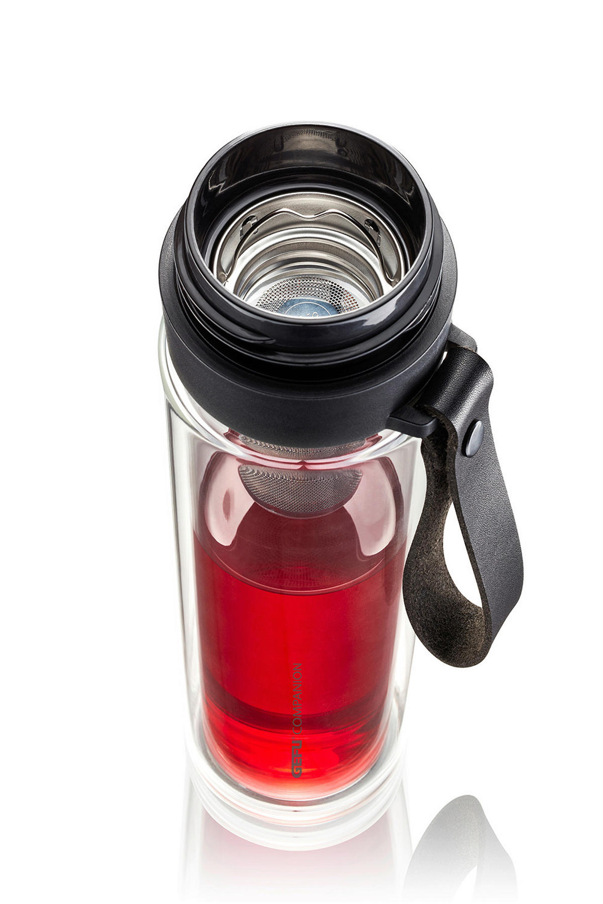TRINKFLASCHE 0,450 L  - Edelstahlfarben/Schwarz, KONVENTIONELL, Glas/Textil (8/8/28cm) - Gefu