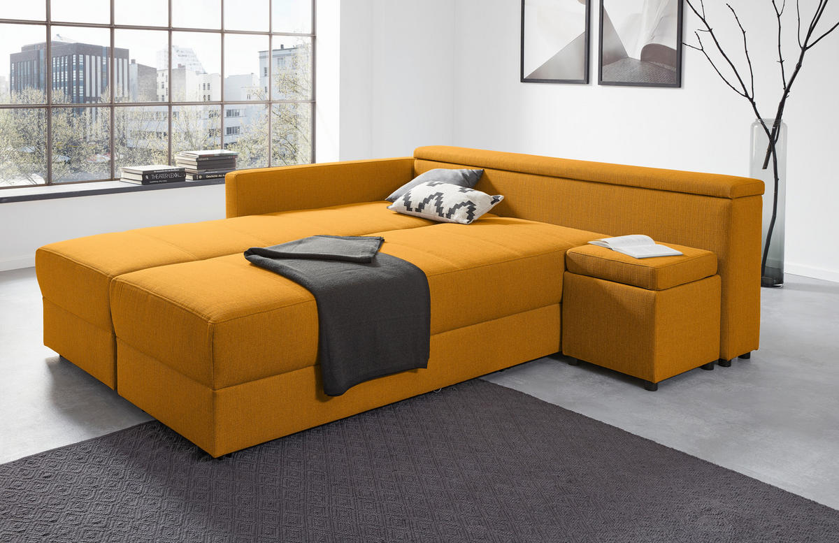 ECKSOFA LOOKS III Gelb Webstoff  - Gelb/Schwarz, Design, Kunststoff/Textil (287/229cm) - LOOKS by W.Joop